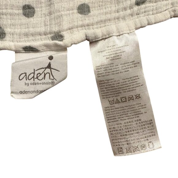 Aden + Anais Cotton Muslin Polka Dot Baby Blanket 47" X 47" White & Gray - Picture 3 of 3